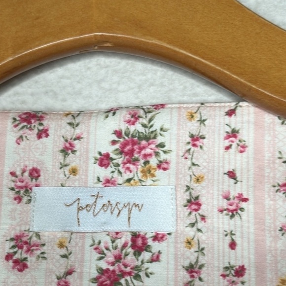 NWOT Revolve Petersyn Mimi Zip Peplum Top Beige Pink Sz Small Cottage Victorian - Picture 10 of 15